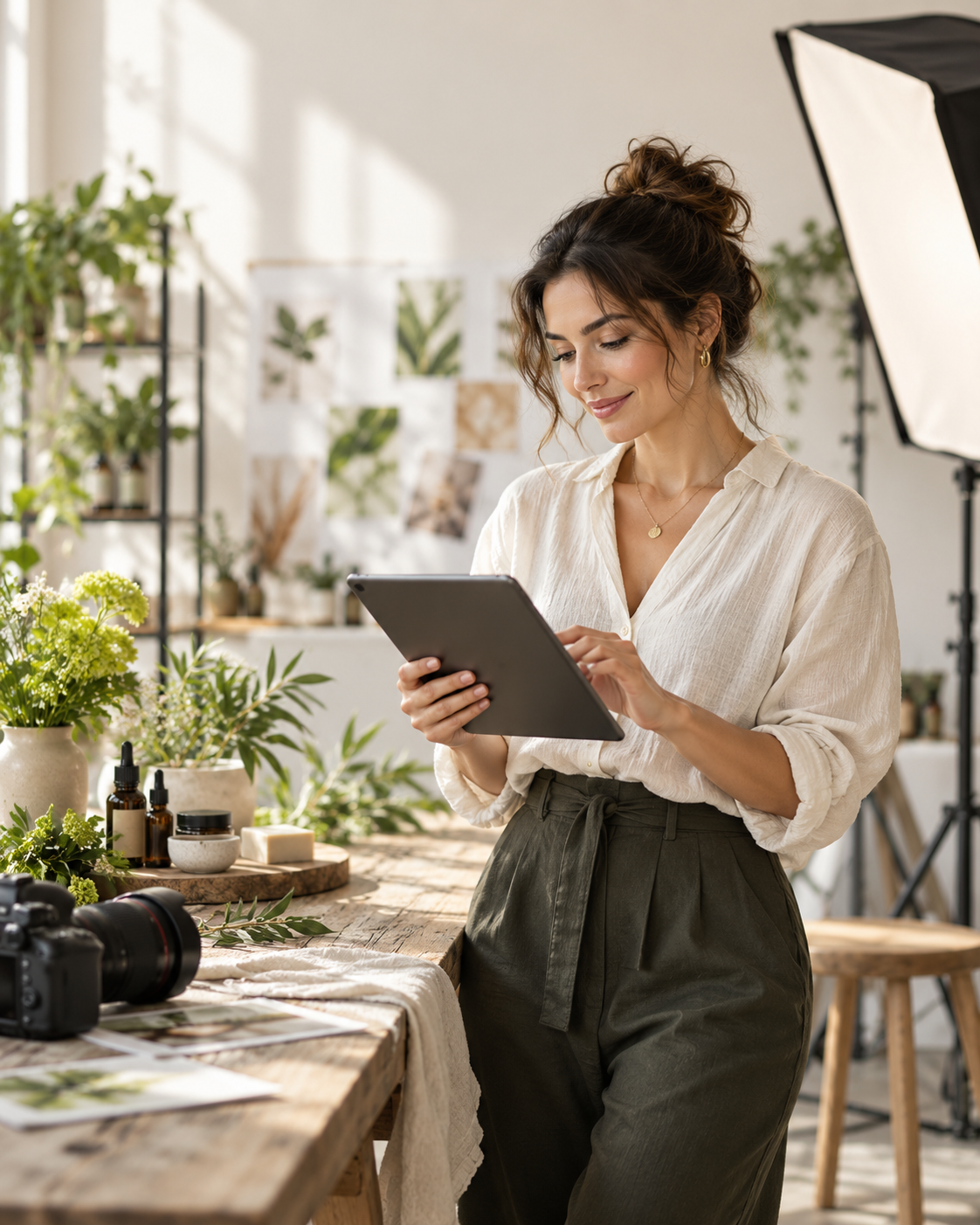 Business owner reviewing a content shoot